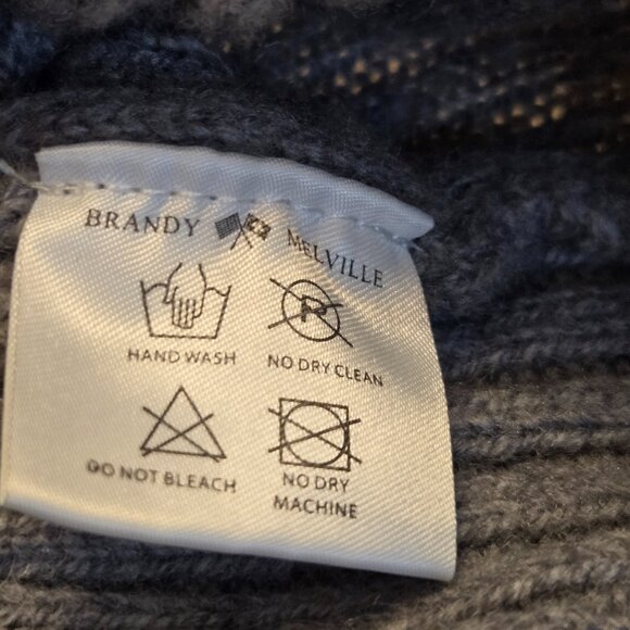 BRANDY MELVILLE Women's Wool Blend Mock Neck Grey Ribbed Knit Sweater Size XS/S - Picture 4 of 8